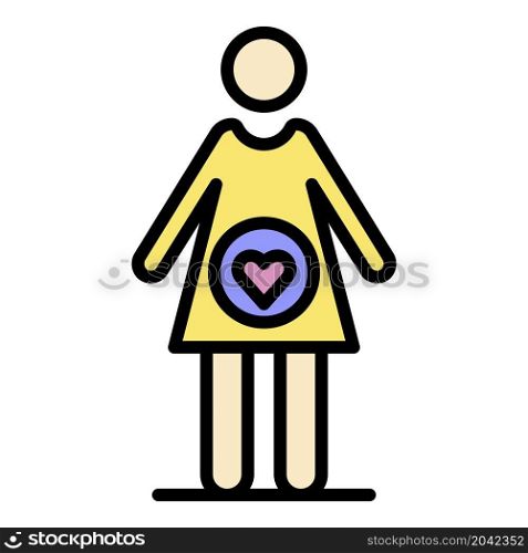 Pregnant mom icon. Outline pregnant mom vector icon color flat isolated. Pregnant mom icon color outline vector