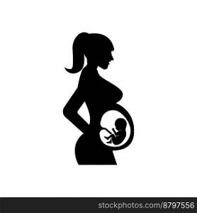 Pregnant mother and fetus icon logo, vector design illustration