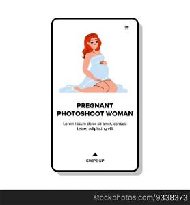 pregnant photoshoot woman vector. pregnancy female, happy mother, maternity care, belly expecting, baby beautiful pregnant photoshoot woman web flat cartoon illustration. pregnant photoshoot woman vector