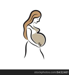  Pregnant vector logo design mother template