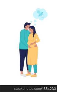 Pregnant wife with husband semi flat color vector characters. Standing figures. Full body people on white. Family members isolated modern cartoon style illustration for graphic design and animation. Pregnant wife with husband semi flat color vector characters