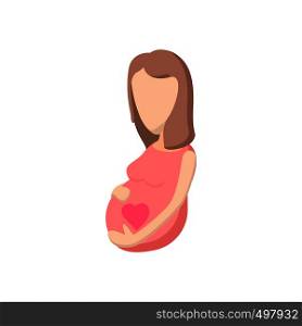 Pregnant woman cartoon icon on a white background. Pregnant woman cartoon icon