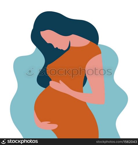 Pregnant woman concept in cute cartoon style