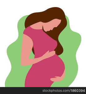 Pregnant woman concept in cute cartoon style