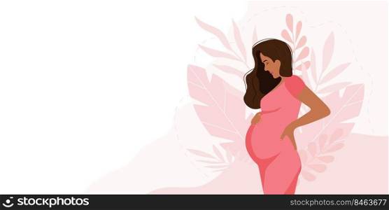 Pregnant woman concept vector illustration in cute cartoon style, healthcare, pregnancy