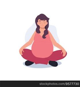 Pregnant Woman doing Meditation. Pregnancy Yoga and Meditation.  Pregnancy Meditation Art.