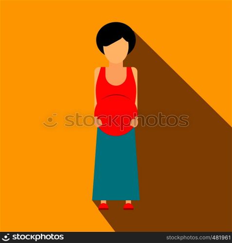 Pregnant woman flat icon on a yellow background. Pregnant woman flat icon