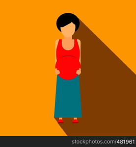 Pregnant woman flat icon on a yellow background. Pregnant woman flat icon