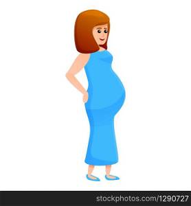 Pregnant woman holding back icon. Cartoon of pregnant woman holding back vector icon for web design isolated on white background. Pregnant woman holding back icon, cartoon style