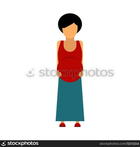 Pregnant woman icon in flat style isolated on white background. Pregnant woman icon
