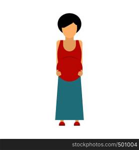 Pregnant woman icon in flat style isolated on white background. Pregnant woman icon