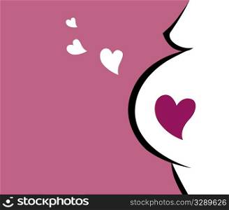 Pregnant woman icon with heart (pink)