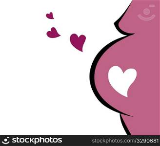 Pregnant Woman Icon With Heart (pink)