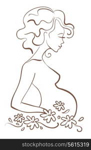 Pregnant woman in flowers