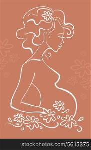 Pregnant woman in flowers