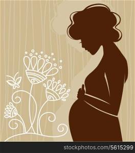Pregnant woman in flowers&#xA; &#x9;