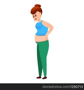 Pregnant woman in leggings icon. Cartoon of pregnant woman in leggings vector icon for web design isolated on white background. Pregnant woman in leggings icon, cartoon style