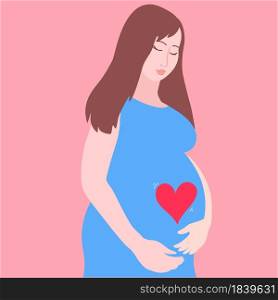 Pregnant Woman in Modern Flat Style. Maternity concept. Vector illustration.. Vector Pregnant Woman in Modern Flat Style. Maternity concept.