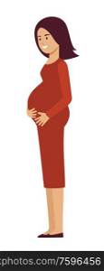 Pregnant woman on a white background. Vector flat illustration.