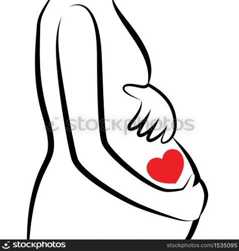 pregnant woman, outline stylized vector symbol