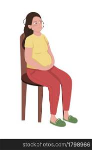 Pregnant woman semi flat color vector character. Sitting figure. Full body person on white. Obstetrician visit isolated modern cartoon style illustration for graphic design and animation. Pregnant woman semi flat color vector character