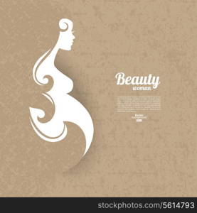 Pregnant woman silhouette with vintage cardboard texture