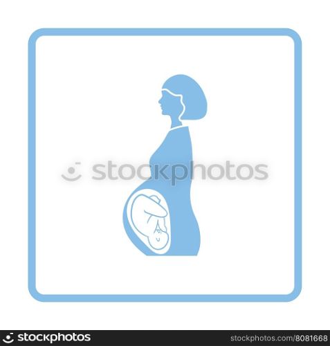 Pregnant woman with baby icon. Blue frame design. Vector illustration.