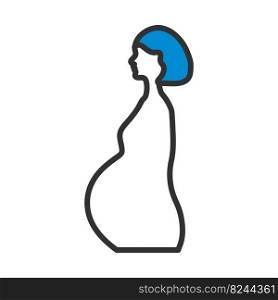 Pregnant Woman With Baby Icon. Editable Bold Outline With Color Fill Design. Vector Illustration.