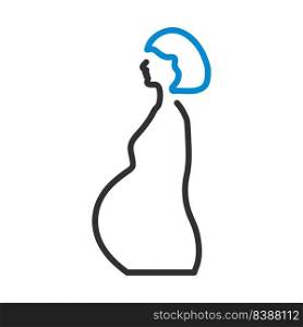 Pregnant Woman With Baby Icon. Editable Bold Outline With Color Fill Design. Vector Illustration.