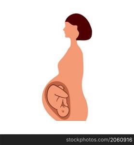 Pregnant Woman With Baby Icon. Flat Color Design. Vector Illustration.