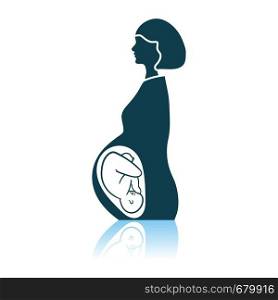 Pregnant Woman With Baby Icon. Shadow Reflection Design. Vector Illustration.