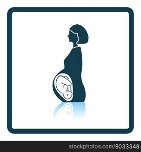 Pregnant woman with baby icon. Shadow reflection design. Vector illustration.
