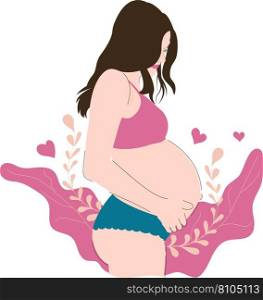 Pregnant woman with floral elements Royalty Free Vector
