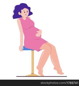 Pregnant woman with swollen legs. Swollen ankles and feet. Vector illustration of pregnancy problems. Pregnant woman with swollen legs. Swollen ankles and feet. Vector illustration.