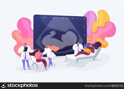 Pregnant women at maternity ward. Getting professional assistance. Maternity services, maternal perinatal health, pregnancy and birth care concept. Vector isolated concept creative illustration. Maternity services concept vector illustration