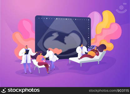 Pregnant women at maternity ward. Getting professional assistance. Maternity services, maternal perinatal health, pregnancy and birth care concept. Vector isolated concept creative illustration. Maternity services concept vector illustration