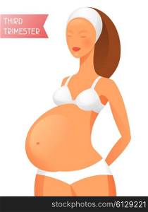 Pregnant women in third trimester of pregnancy. Illustration for websites, magazines and brochures.
