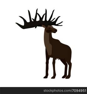 Prehistoric animal. Vector cartoon ancient mammal ice age extinct animal, deer. Prehistoric animal deer
