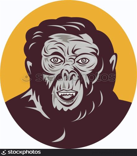 Prehistoric man head facing front