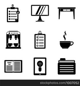 Premise icons set. Simple set of 9 premise vector icons for web isolated on white background. Premise icons set, simple style