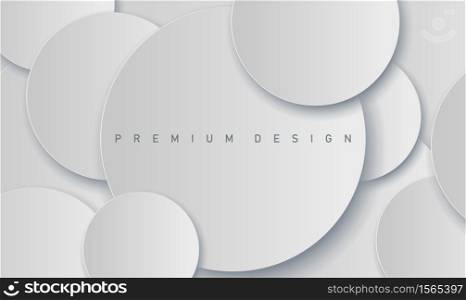Premium abstract modern gray background with realistic paper circles for cover or poster