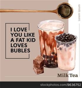 Premium bubble milk tea ad content modern Vector Image