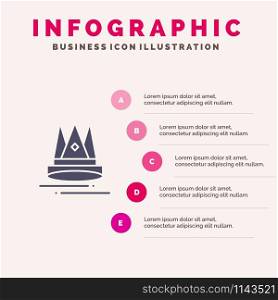Premium, Content, Education, Marketing Solid Icon Infographics 5 Steps Presentation Background