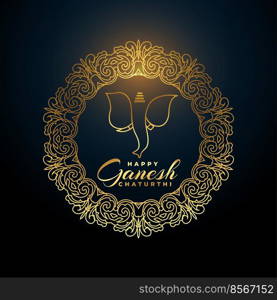 premium golden ganesh chaturthi festival banner in dark black background 