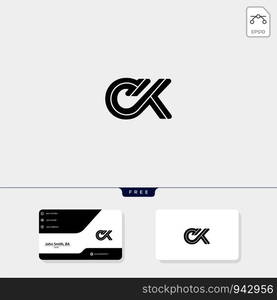 Premium initial Ck, KC, C, or K creative logo template and business card design template include. vector illustration and logo inspiration