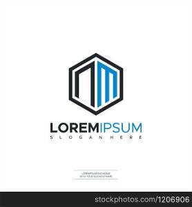 Premium initial NM geometric Polygon letter logo design Premium