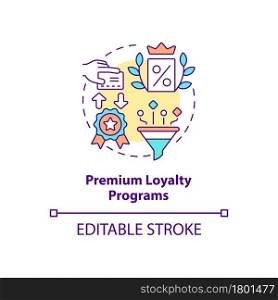 Premium loyalty programs concept icon. Paid program abstract idea thin line illustration. Pay fees to have special offers and benefits. Vector isolated outline color drawing. Editable stroke. Premium loyalty programs concept icon