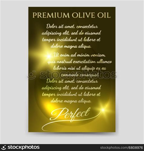 Premium olive oil brochure template. Premium olive oil brochure flyer template vector illustration