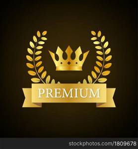 Premium. Premium in royal style on gold background. Luxury template design. Vector stock illustration. Premium. Premium in royal style on gold background. Luxury template design. Vector stock illustration.
