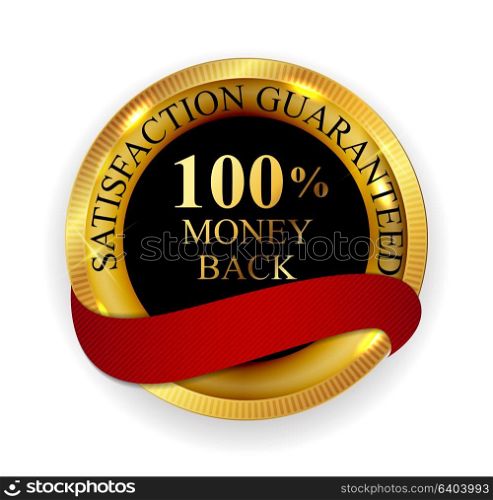 Premium Quality 100 Money Back Golden Medal Icon Seal Sign Isolated on White Background. Vector Illustration EPS10. Premium Quality 100 Money Back Golden Medal Icon Seal Sign Iso